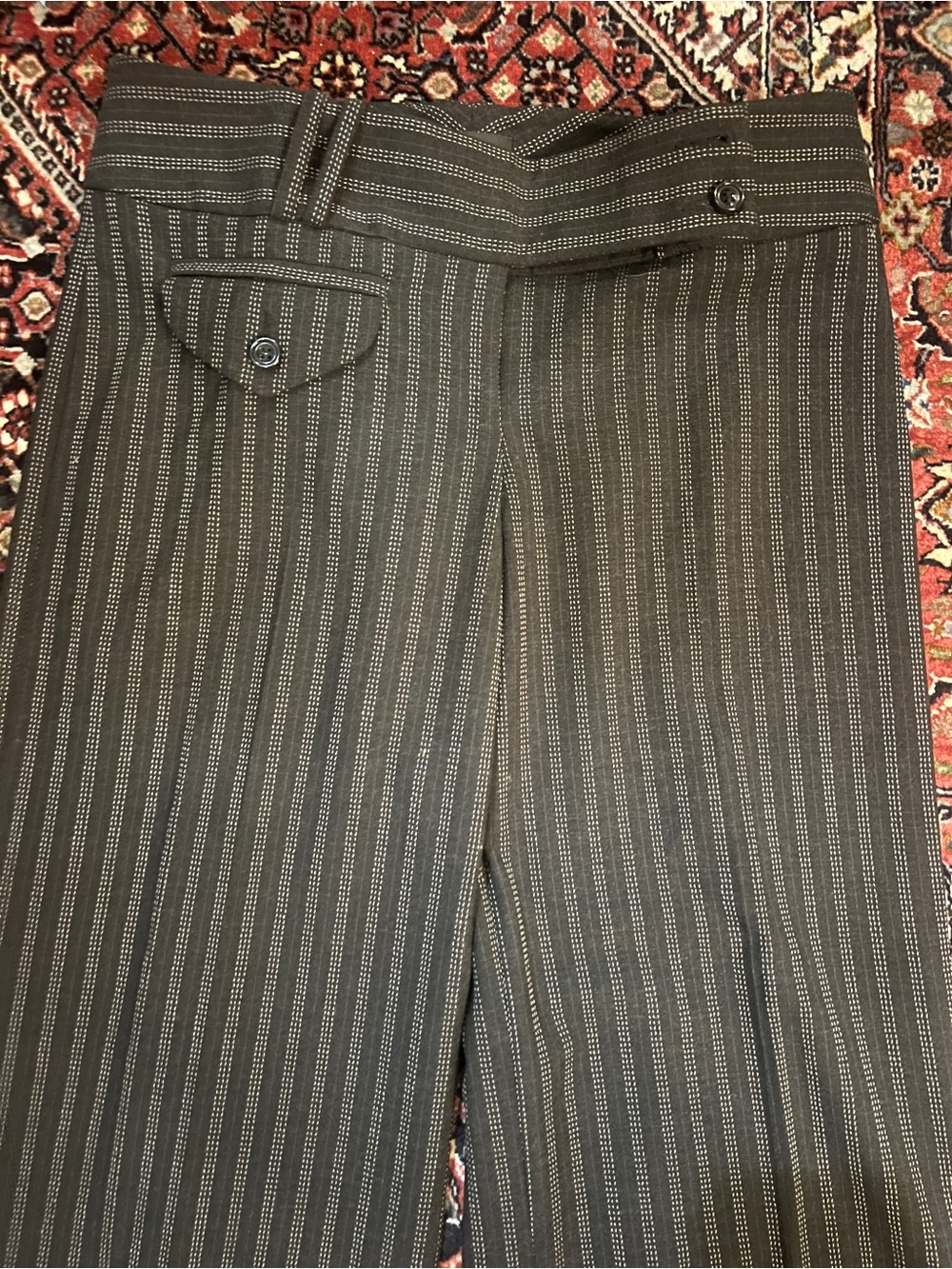 bebe Vintage Y2K Charcoal Pinstripe Cropped Capri Dress Pants Size S - Picture 2 of 11
